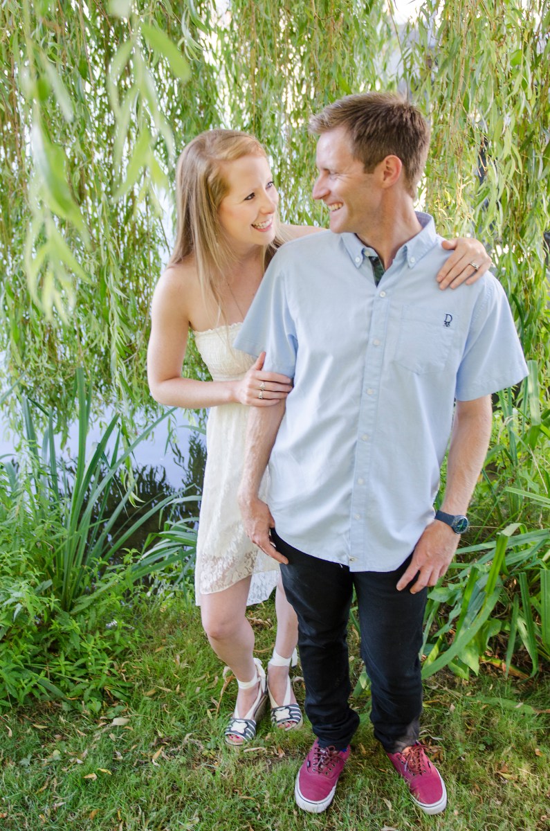 Ryan and Bri under a willow tree
