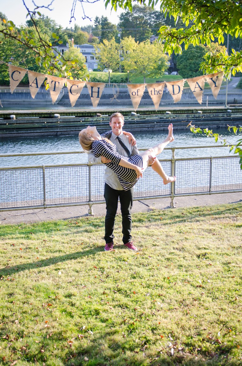 Ryan holds a laughing Bri - Catch of the Day